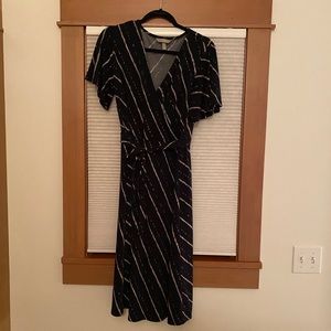 H&M navy stretchy faux wrap dress